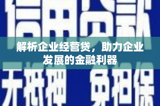 南化解析企业经营贷，助力企业发展的金融利器