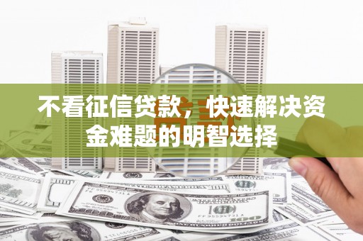 久治不看征信贷款，快速解决资金难题的明智选择